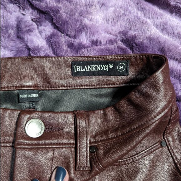 BlankNYC Maroon Faux Leather pants - Picture 2 of 5
